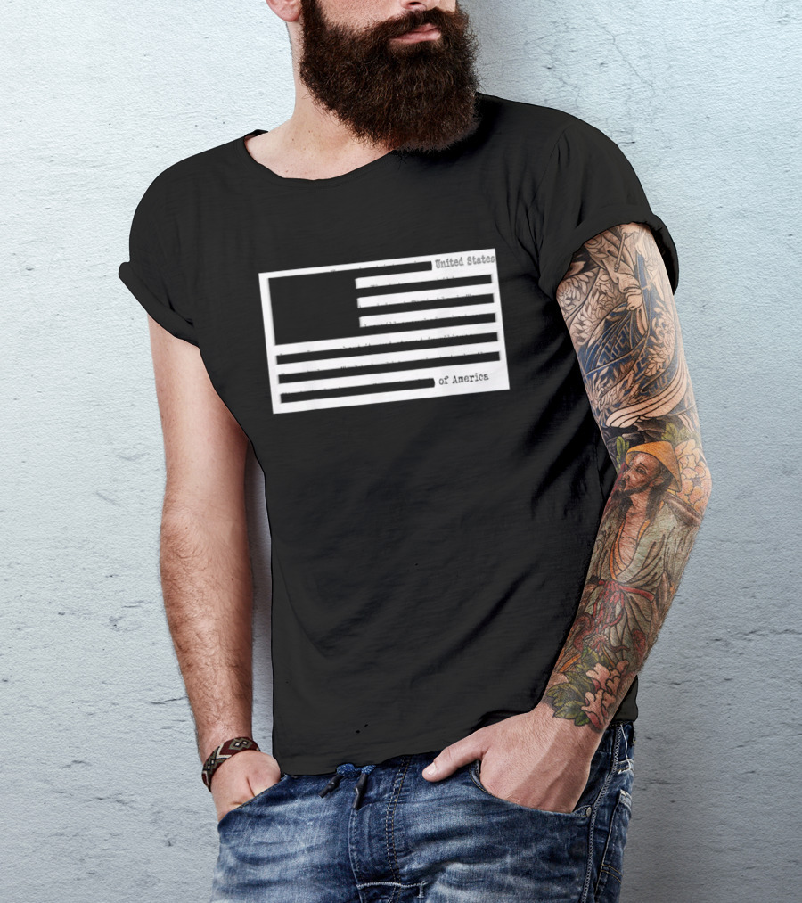 Censored American Documents Flag United States USA T-Shirt