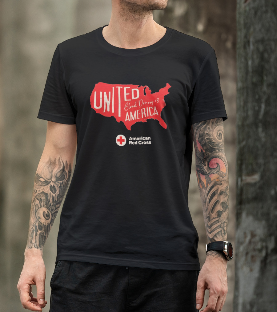 United Blood Donors Of America Map Red Cross Collaboration T-Shirt