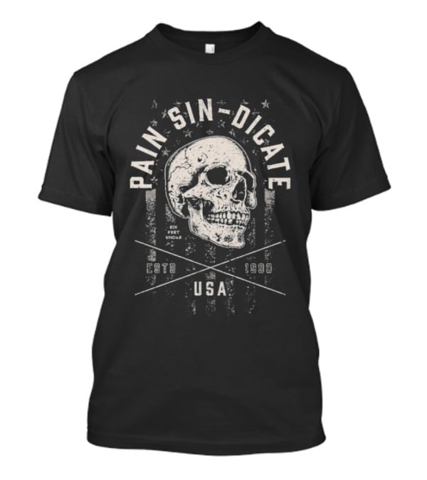 Mark Calaway The Undertaker Pain Sin Dicate Skull Est 1990 USA T-Shirt