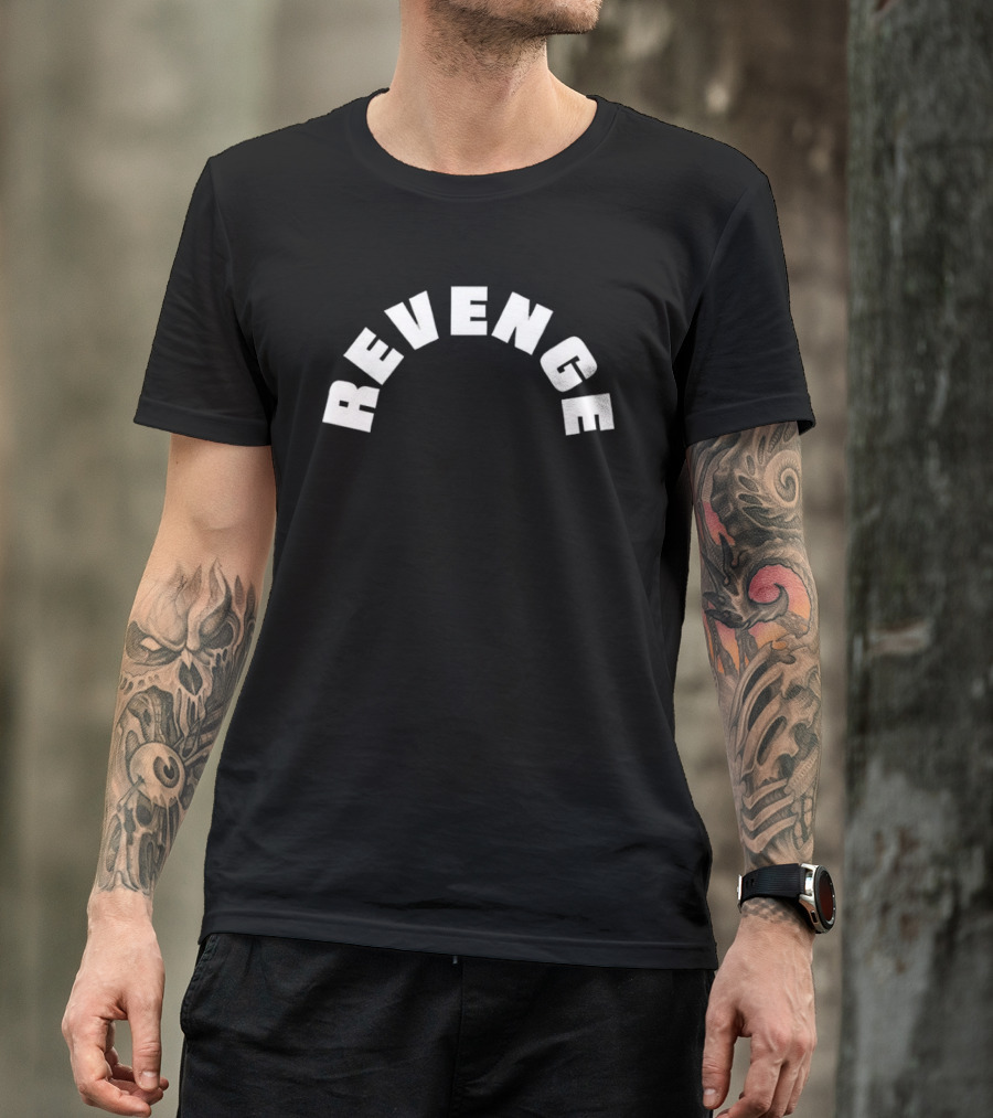 Revenge White Arched Bold Lettering T-Shirt