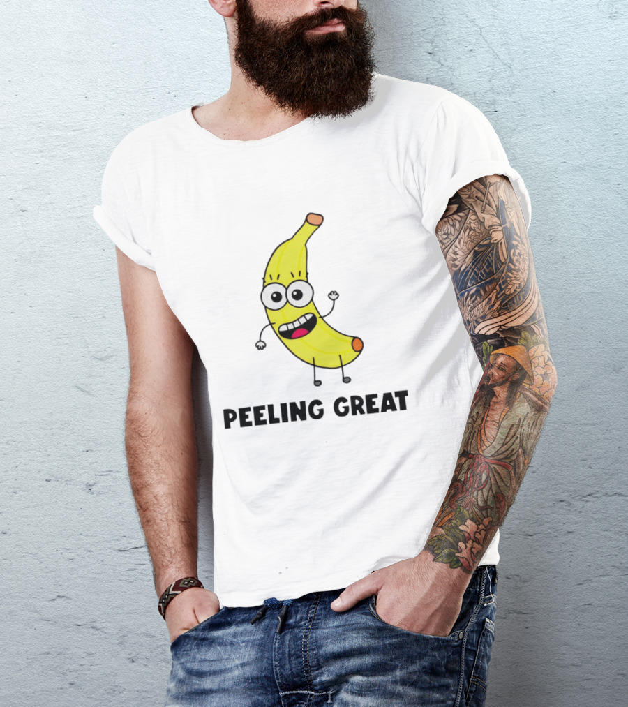 Peeling Great Banana Cartoon Character Fun Expression T-Shirt
