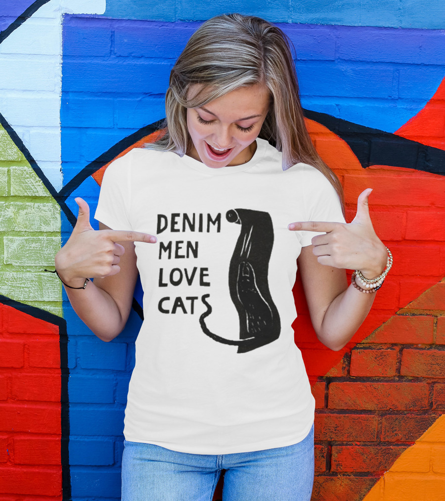 Denim Men Love Cats Feline T-Shirt