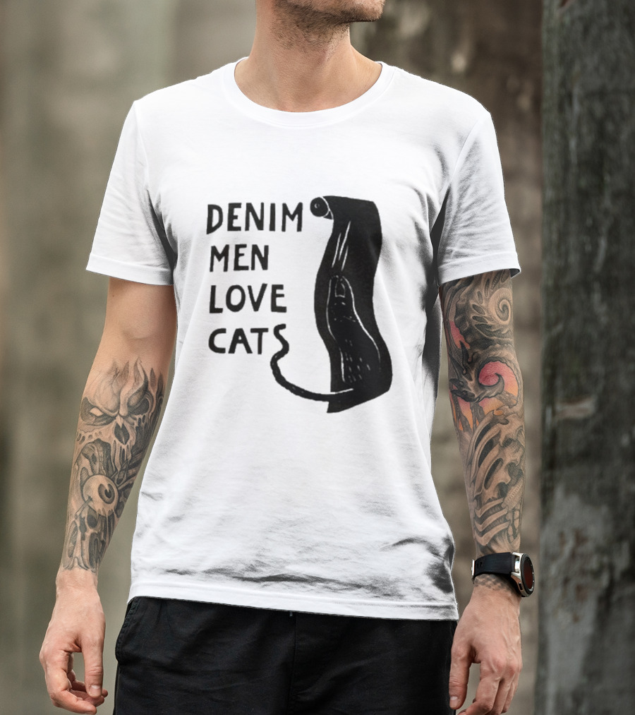 Denim Men Love Cats Feline T-Shirt