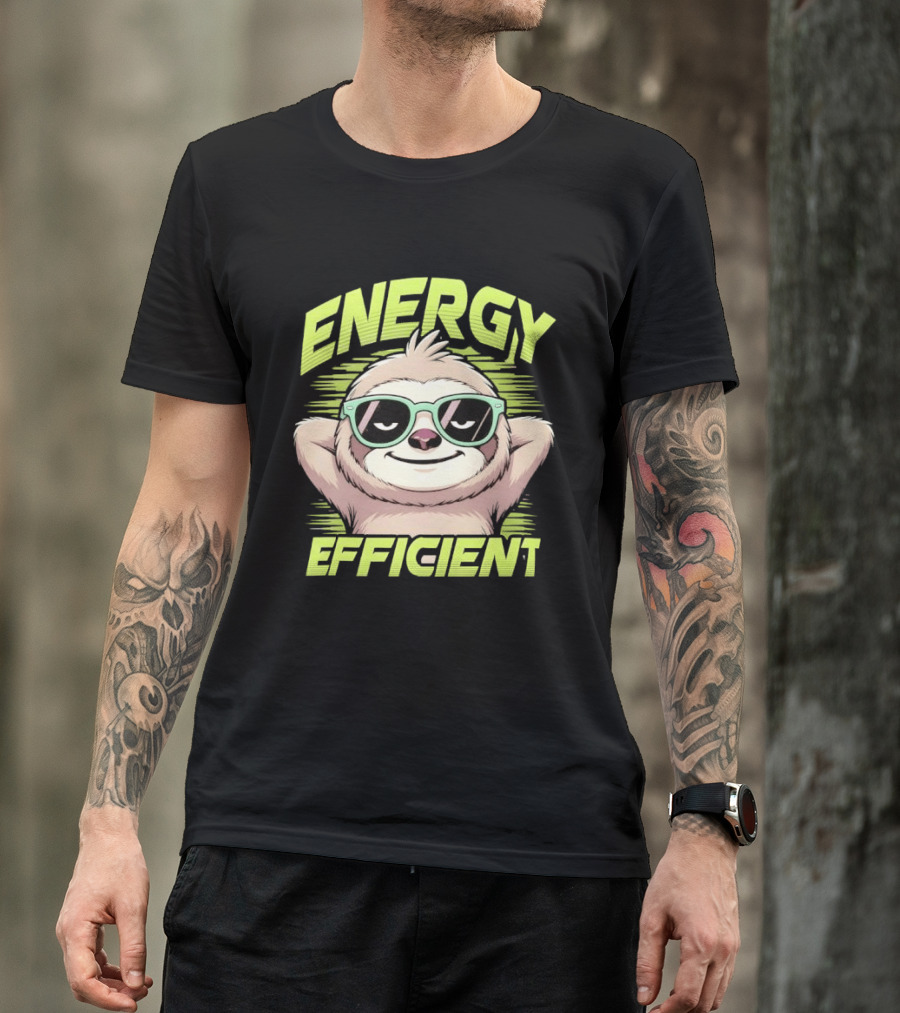 Energy Efficient Relaxed Sloth With Sunglasses T-Shirt