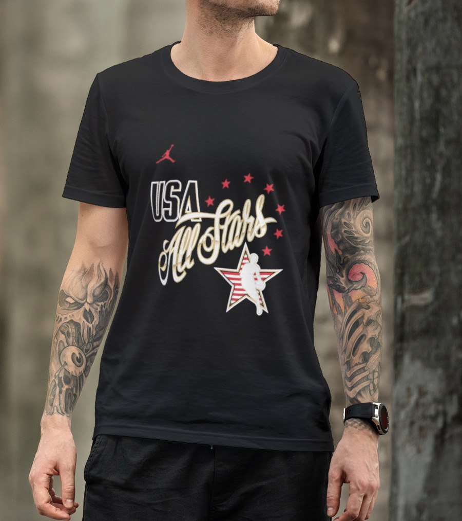 USA All Stars Basketball Team Icon With Red Star T-Shirt