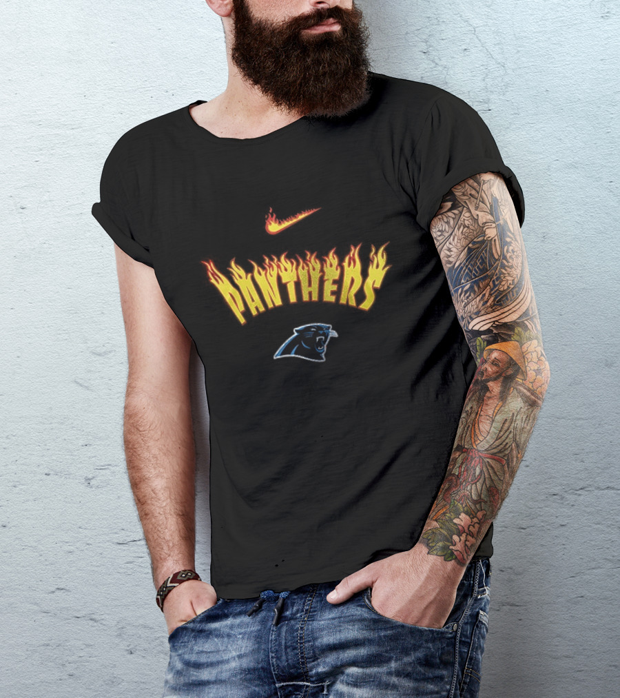 Carolina Panthers Firewave Flames Nike T-Shirt