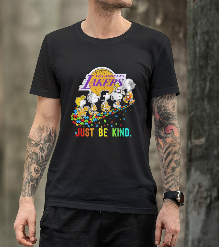 Los Angeles Lakers Peanuts Snoopy Friends Abbey Road Just Be Kind T-Shirt