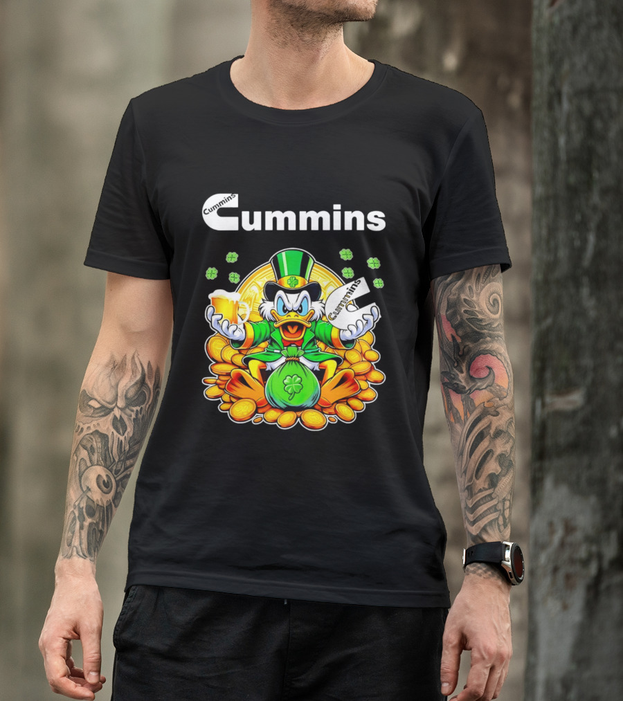 Cummins Scrooge McDuck St Patricks Day Coins And Beer Celebration T-Shirt