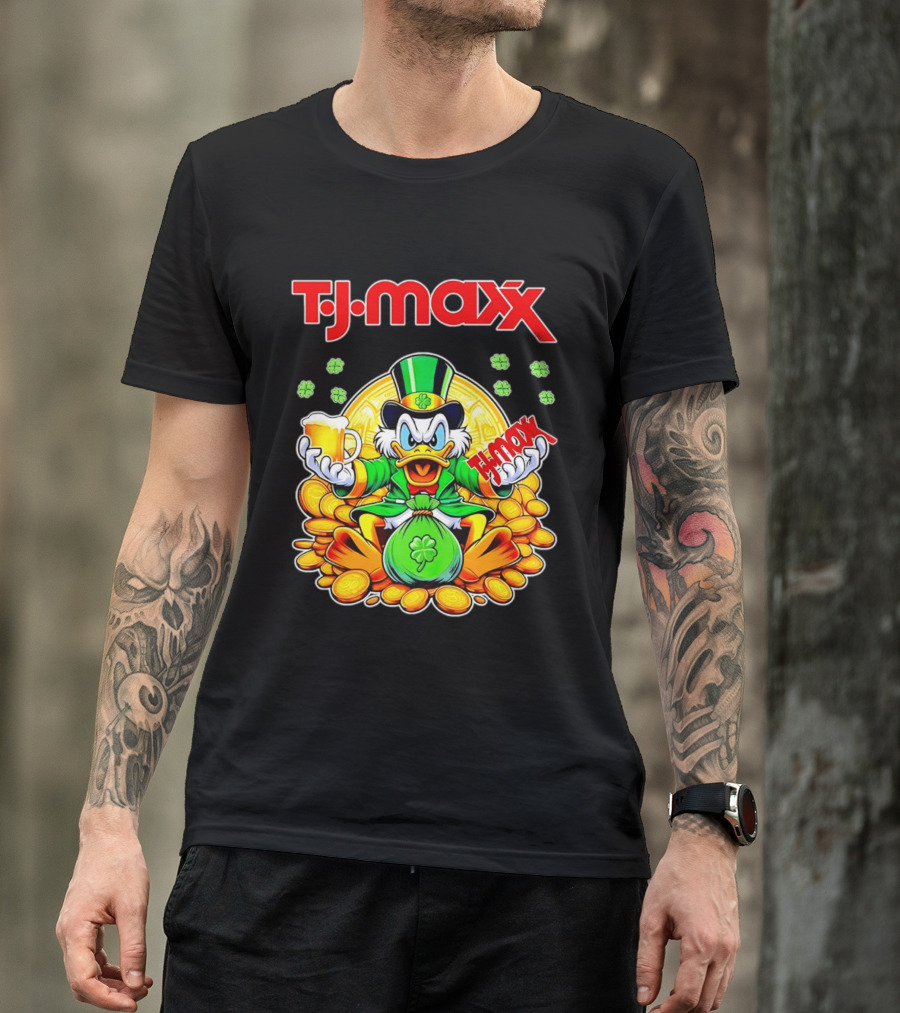 TJ Maxx Scrooge McDuck St Patricks Day Coins Beer T-Shirt
