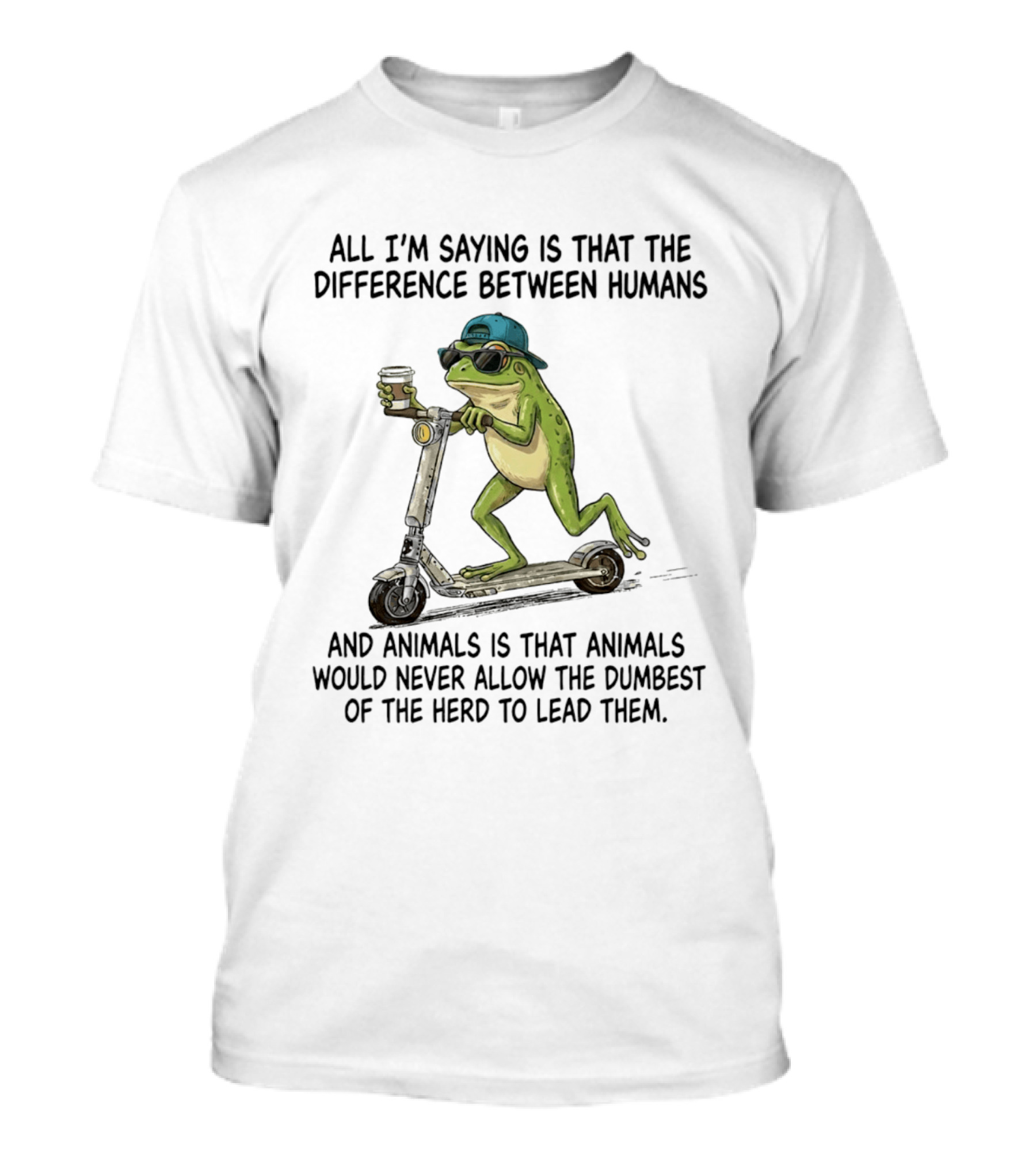 Frog Scooter Humor Difference Between Humans And Animals Leadership T-Shirt