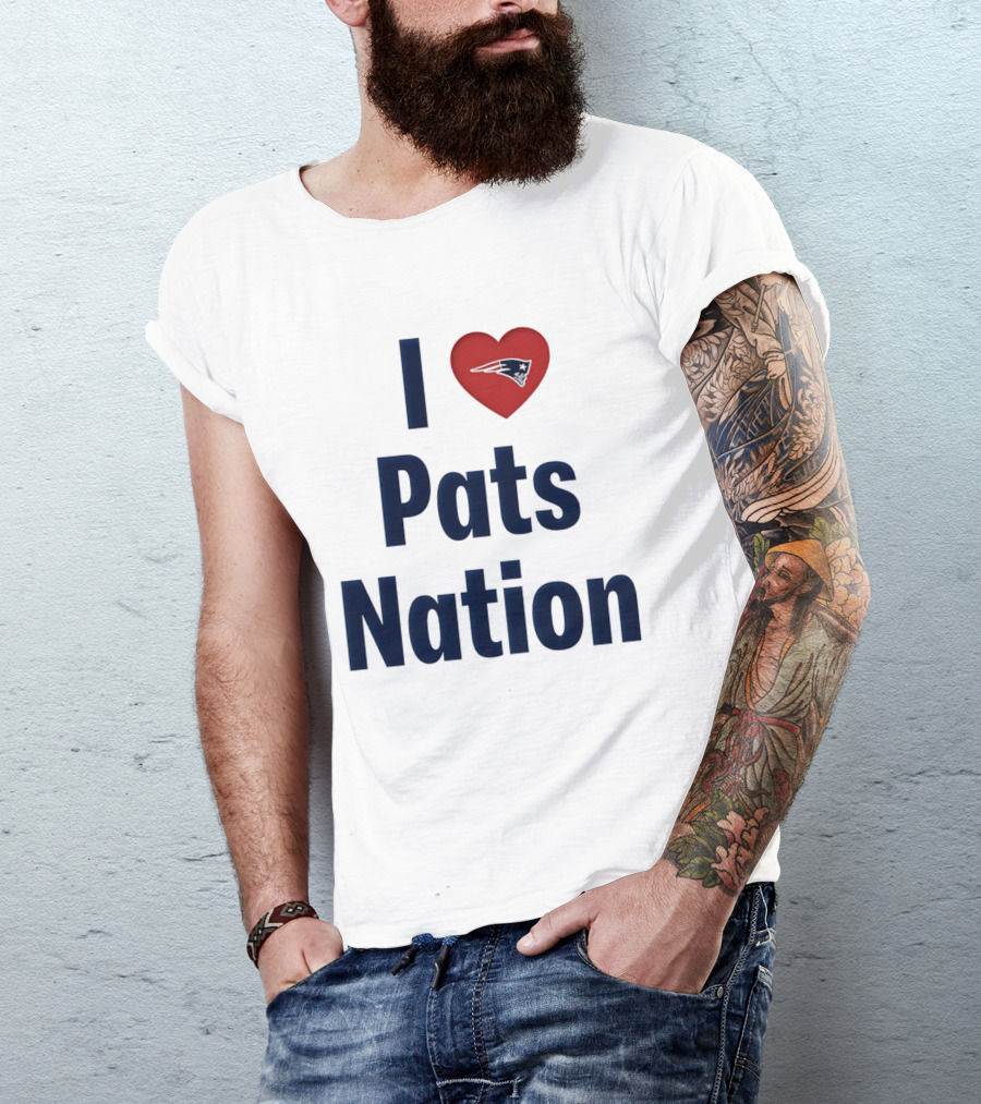 I Love Pats Nation Happy Valentine's Day New England Patriots Fan T-Shirt