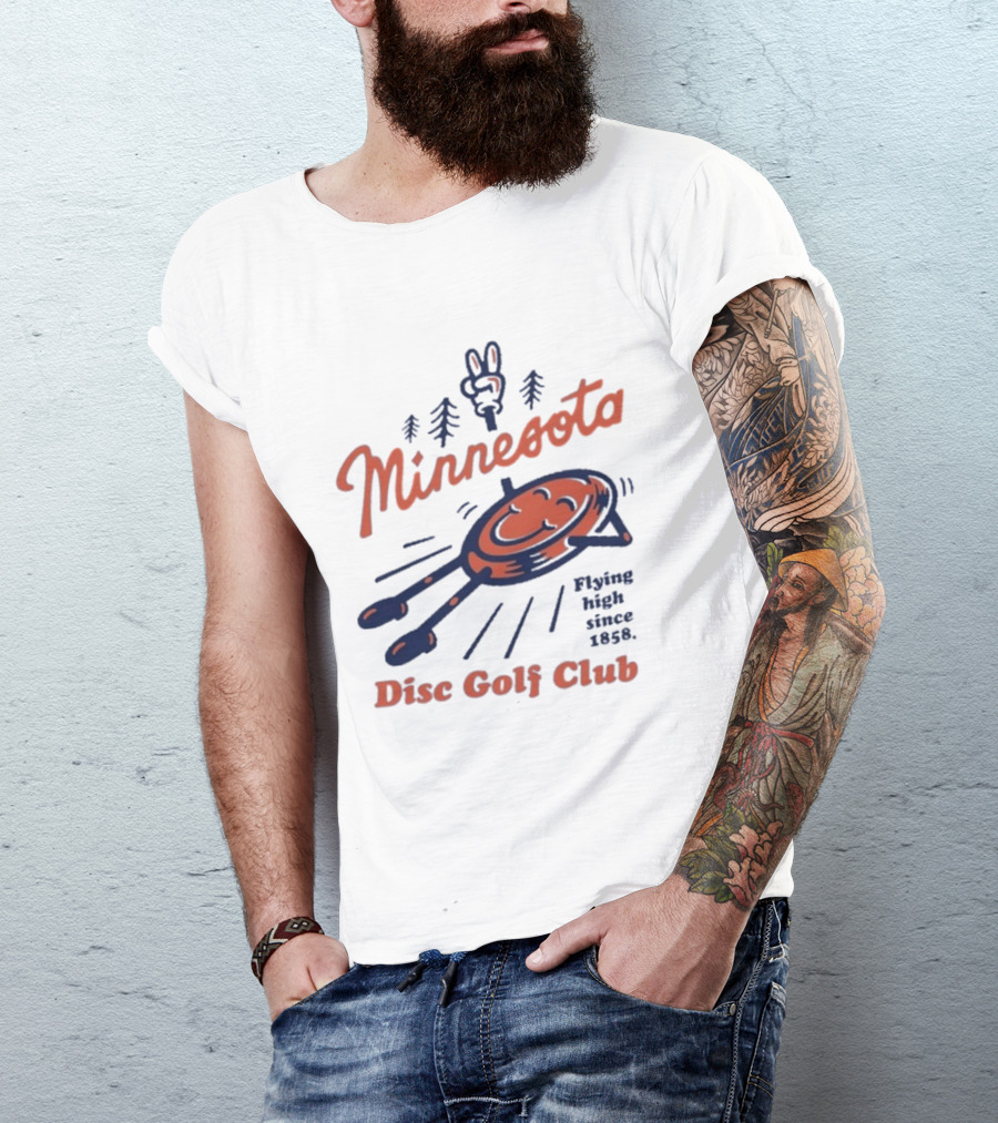 Minnesota Disc Golf Club Flying High Since 1858 Happy Disc And Peace Sign Forest T-Shirt