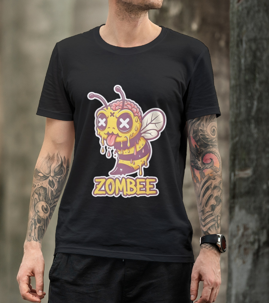 Zombee Dripping Brain Honey Zombie Insect Pun T-Shirt