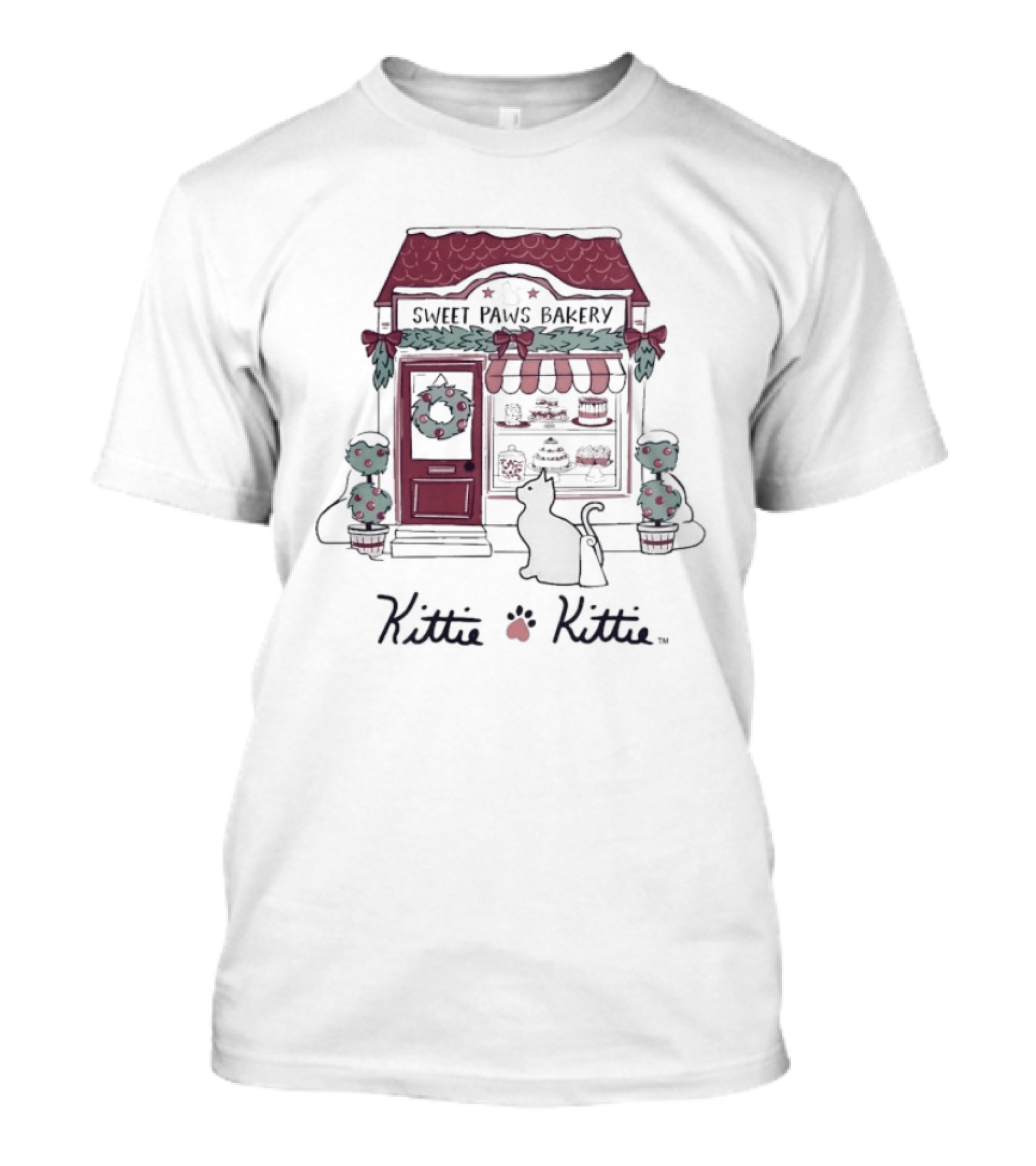 Sweet Paws Bakery Festive Holiday Kittie Kittie Christmas T-Shirt