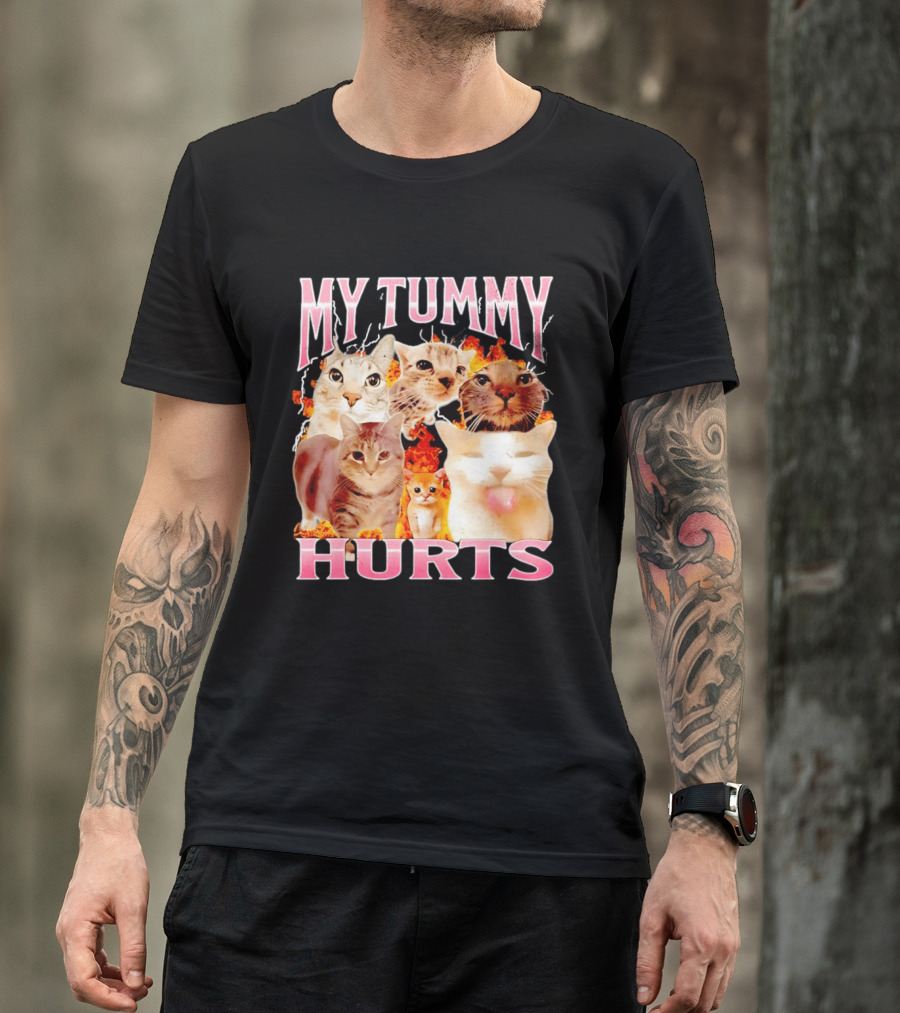 My Tummy Hurts Funny Cat Compilation T-Shirt