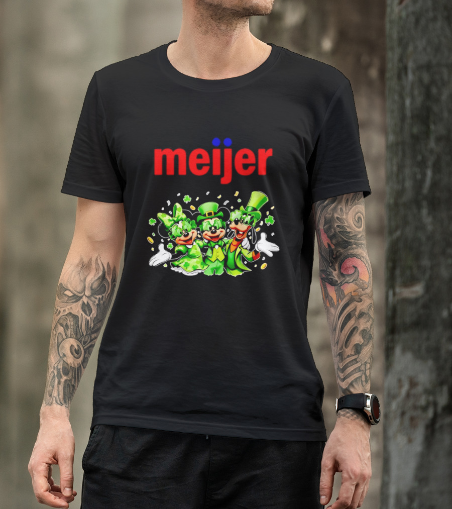 Meijer St Patrick's Day Mickey Mouse Characters In Green Attire T-Shirt