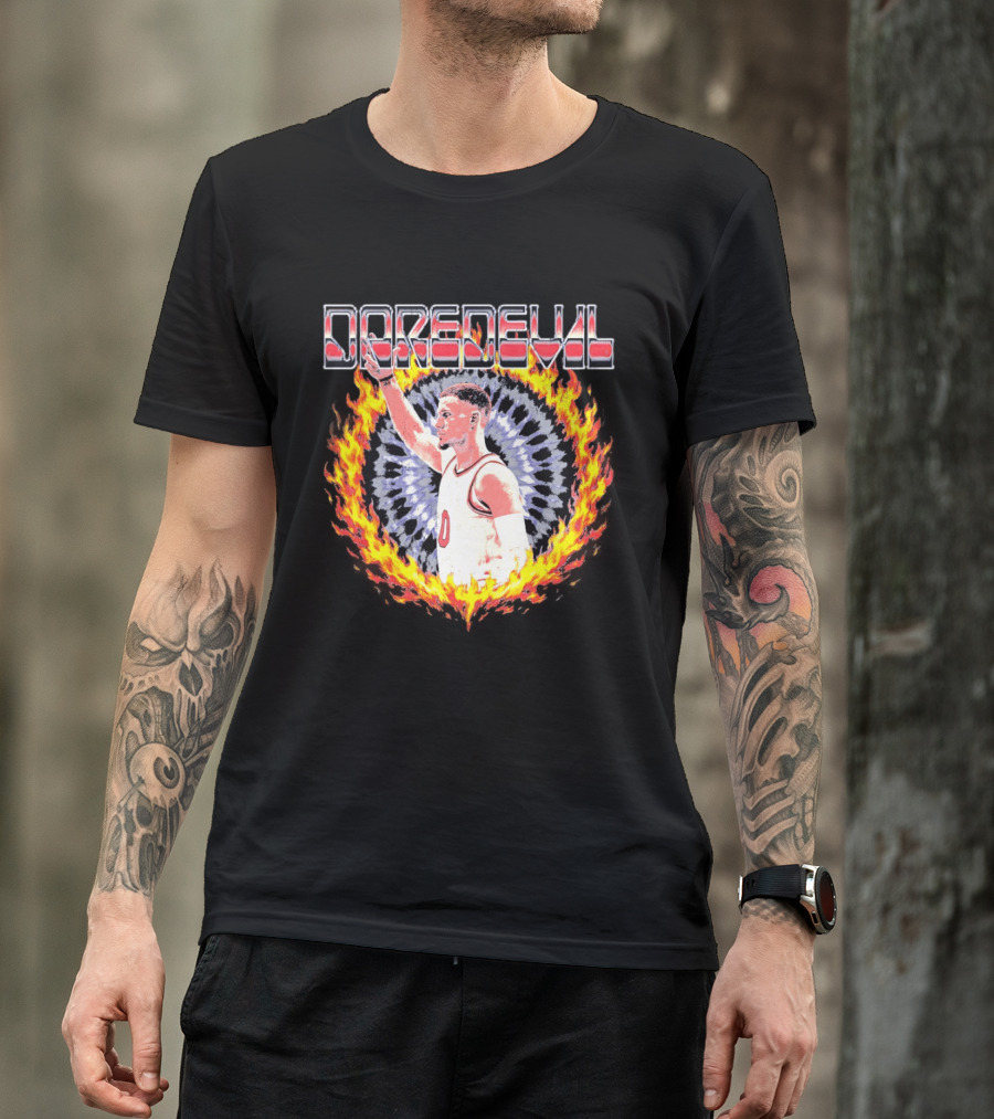 Daredevil Basketball Player In Fire Ring T-Shirt