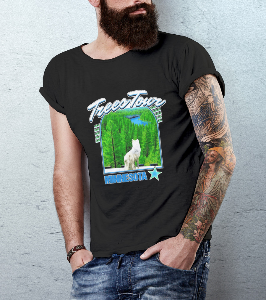 Frees Tour Minnesota Timberwolves Forest Wolf Lake Scenery T-Shirt