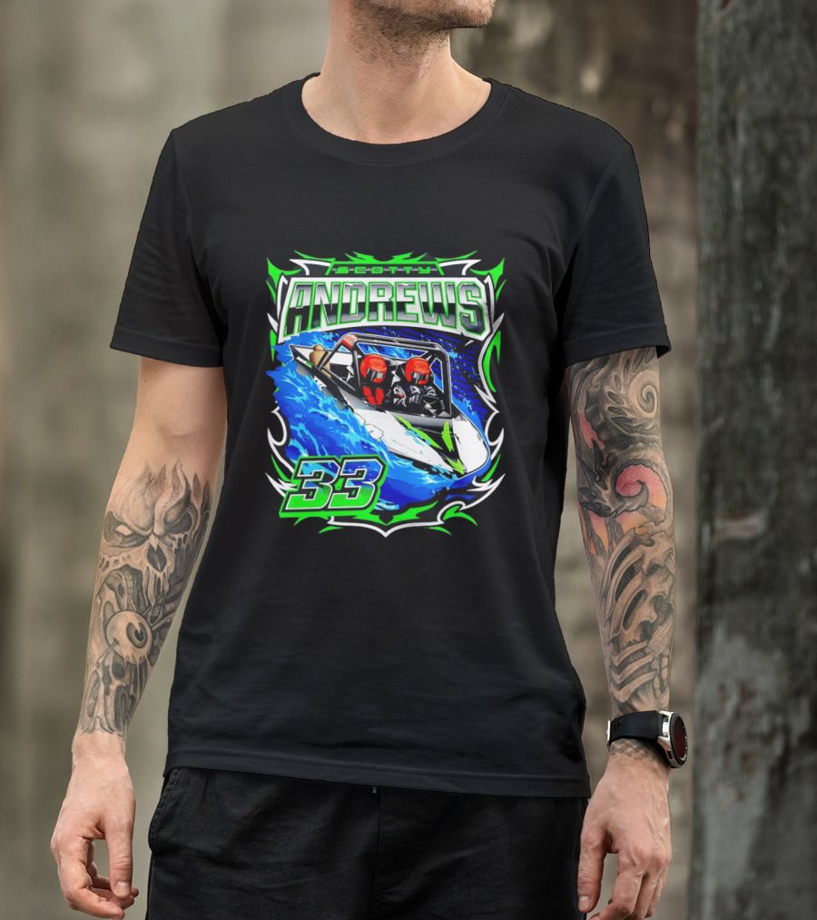 Scotty Andrews 33 Racing Driver Hydroplane Speedboat Adventure T-Shirt