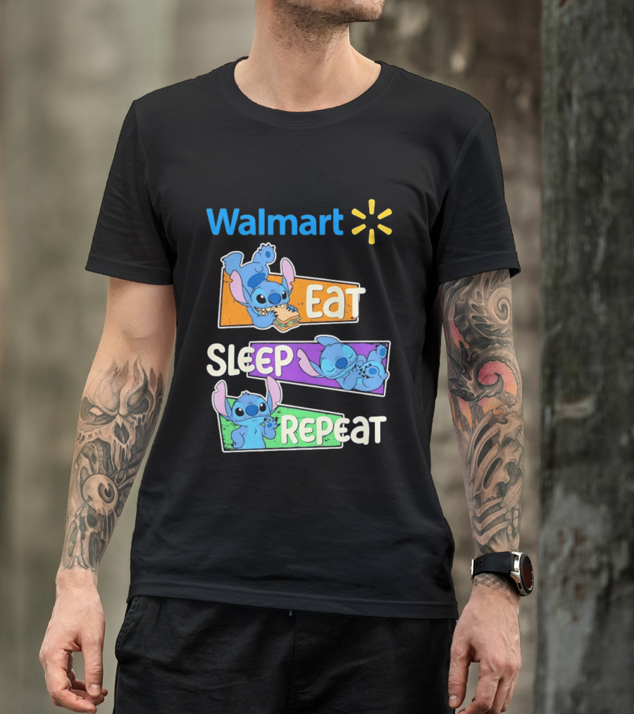 Walmart Stitch Eat Sleep Repeat T-Shirt