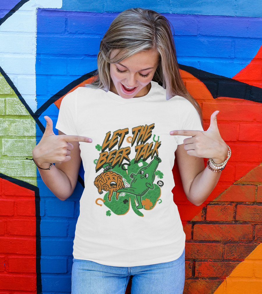 Let The Beer Talk St. Patrick's Day Brain Shamrock Bottle T-Shirt