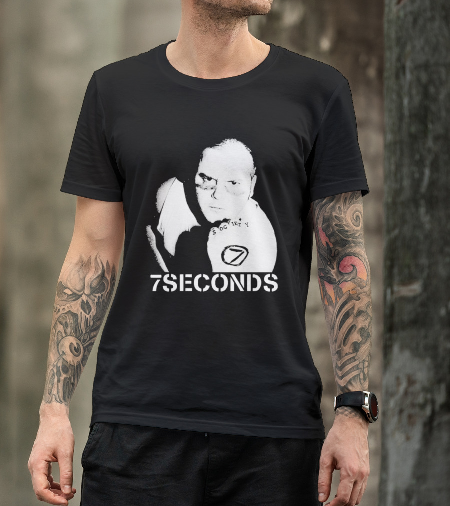 7 Seconds Society SBG White Text Fighter Pose T-Shirt