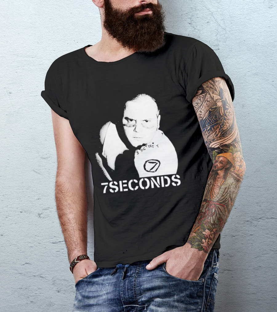 7 Seconds Society SBG White Text Fighter Pose T-Shirt