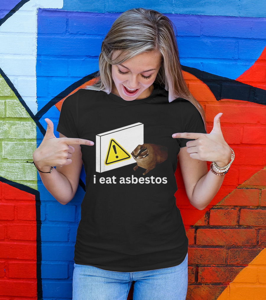 I Eat Asbestos Warning Sign Cat T-Shirt