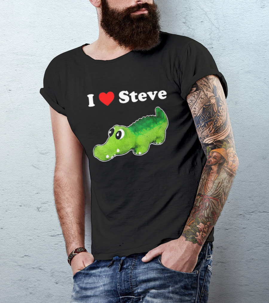 I Love Steve Cute Green Cartoon Gator T-Shirt