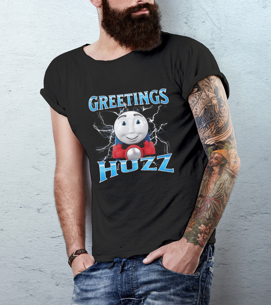 Greetings Huzz Thomas Train Face Expressive T-Shirt