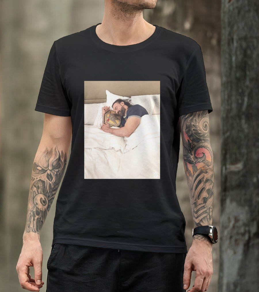 Drew McIntyre WWE Champion Sleeping Image T-Shirt