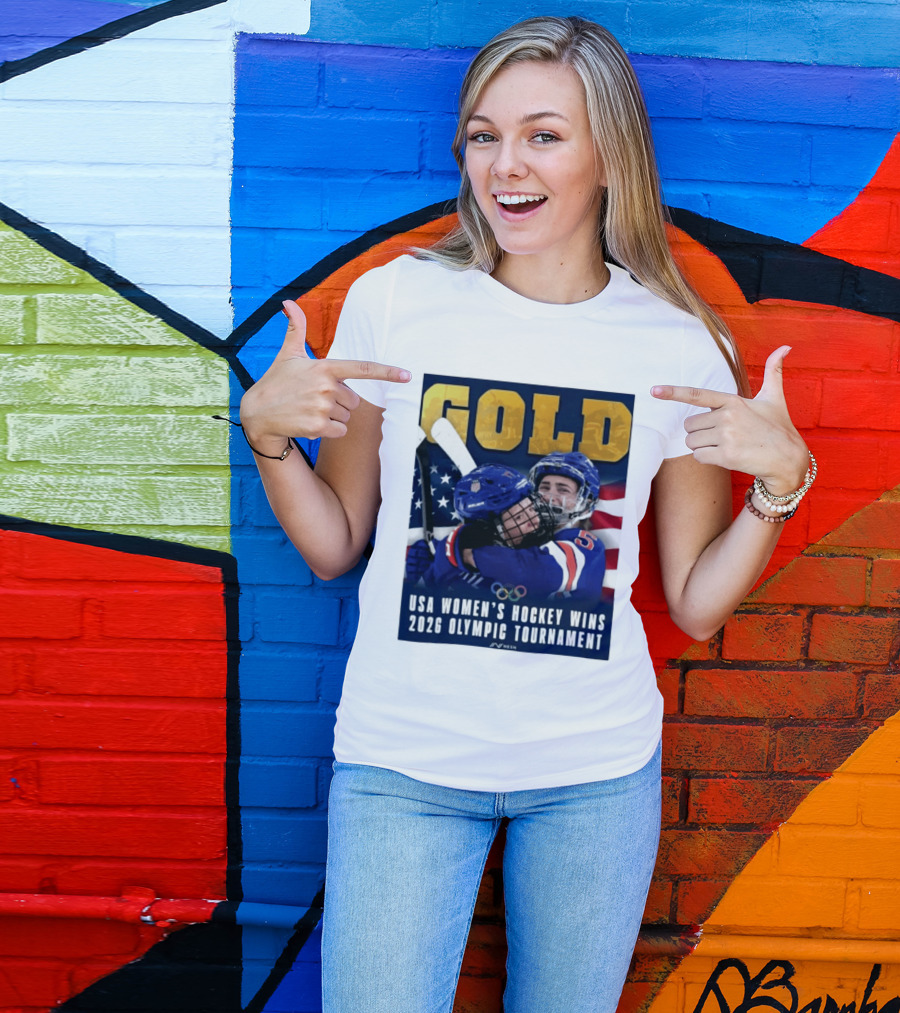 Gold USA Women's Hockey Victory 2026 Olympic Champions T-Shirt