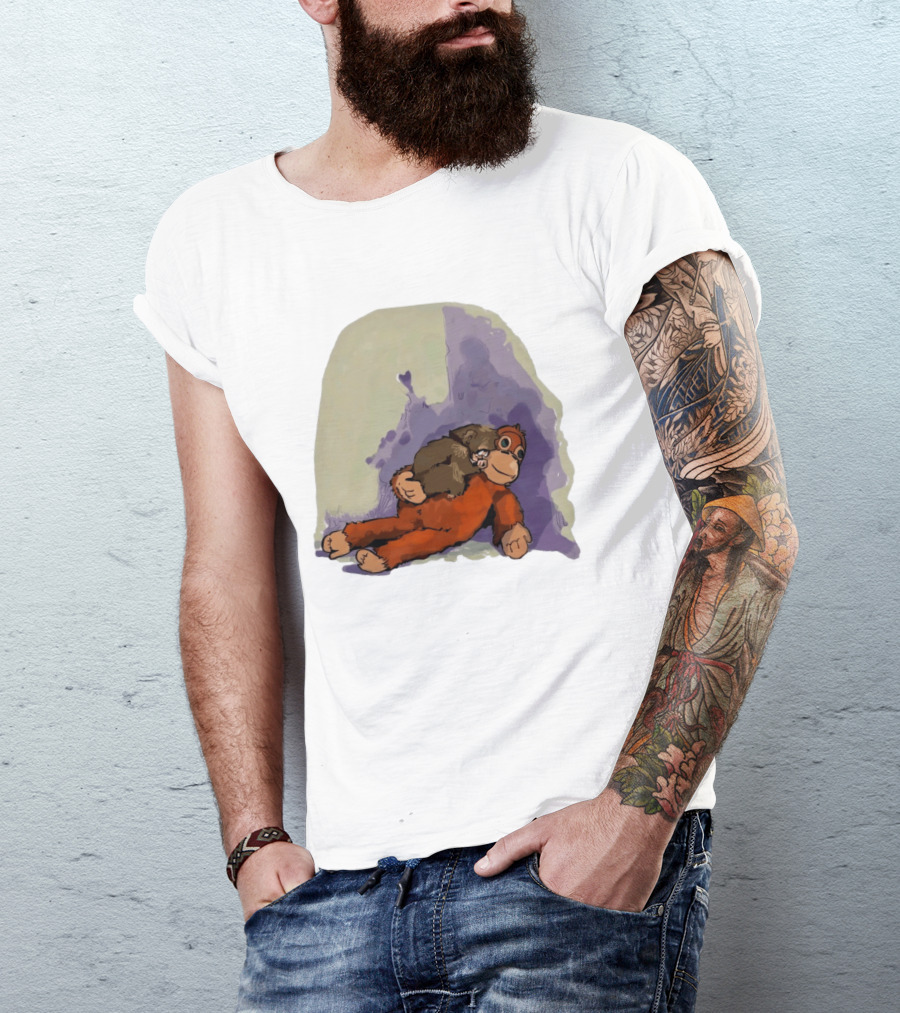 Punch Monkey Plushy Baby Monkey Snuggling T-Shirt