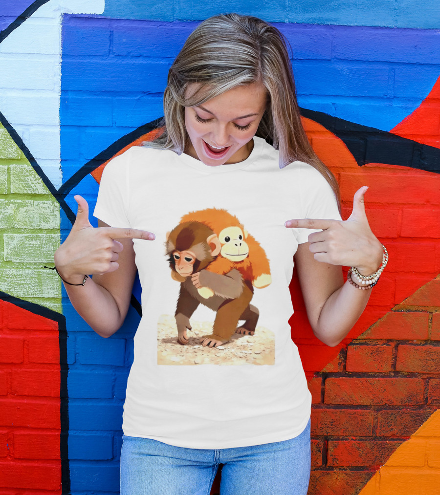 Save Punch Baby Monkey Plush Lonely Monkey Holding Toy T-Shirt