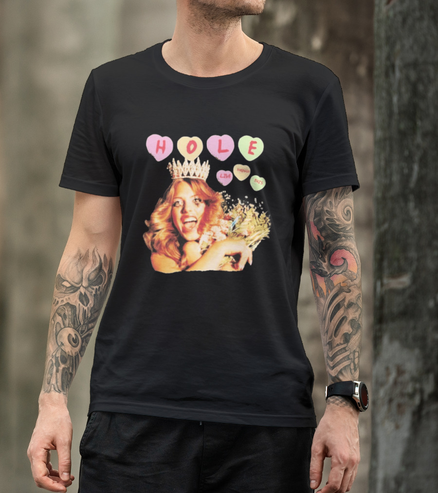 Hole Live Through This Candies Heart Vintage Style Crown And Flowers T-Shirt