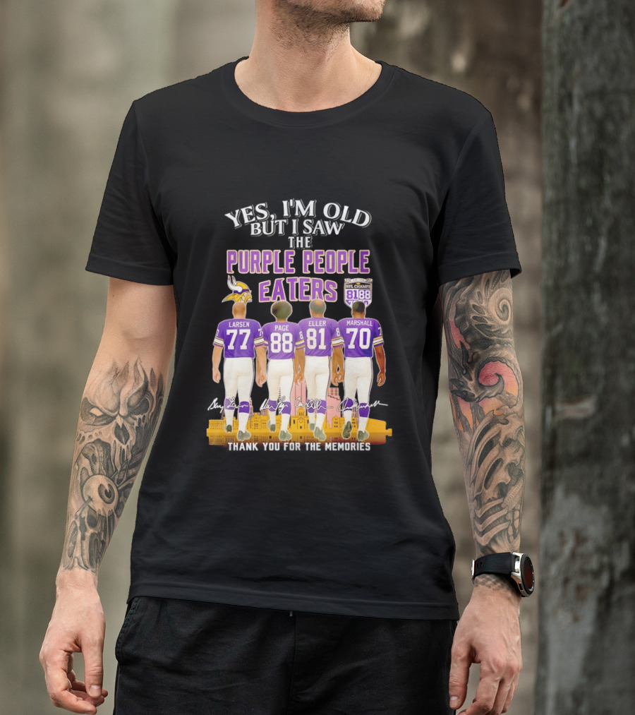 Minnesota Vikings Purple People Eaters NFL Champs City Skyline Marshall Eller Page Larsen T-Shirt