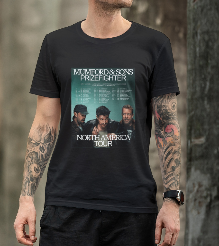 Mumford And Sons Prizefighter North America Tour 2026 City Dates Vancouver Montreal Austin T-Shirt