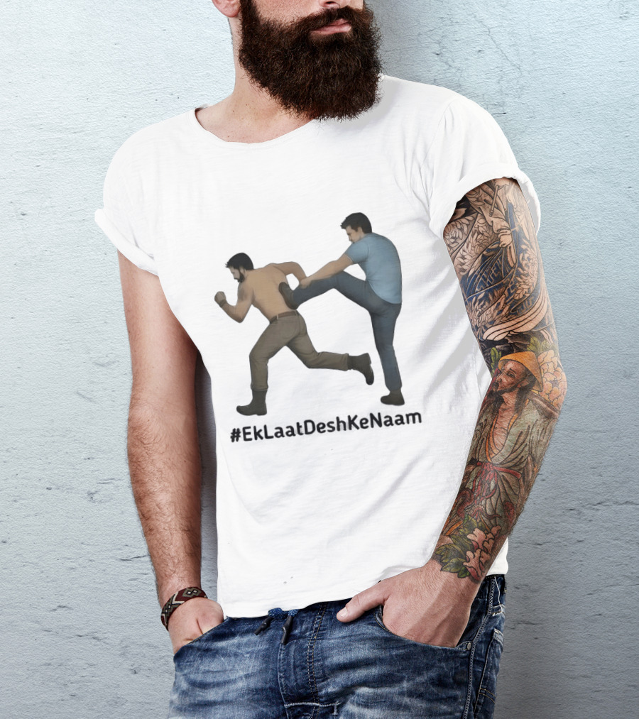 #EkLaatDeshKeNaam Man Kicking Another Man From Behind T-Shirt