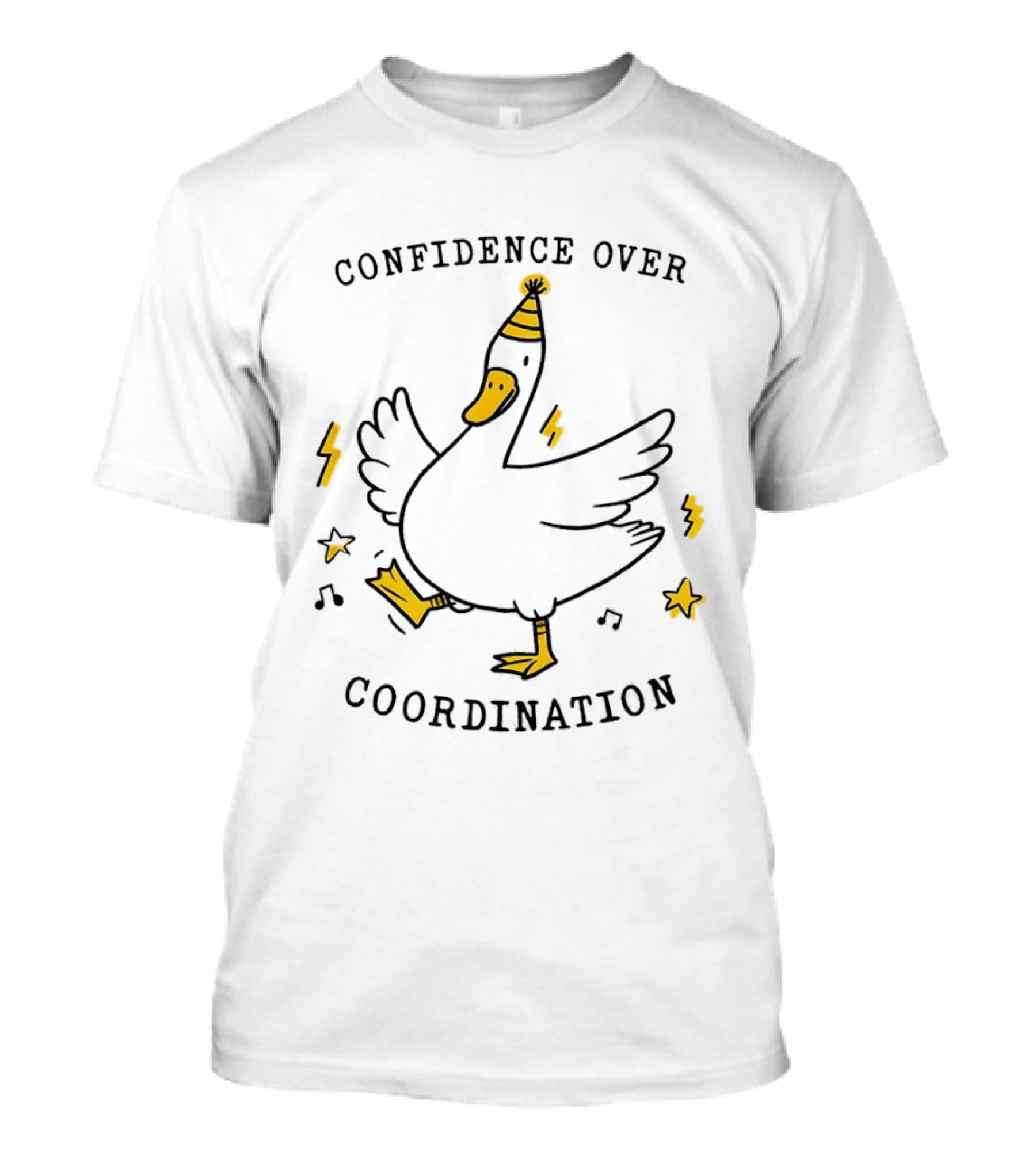 Confidence Over Coordination Goose Party Hat And Lightning T-Shirt