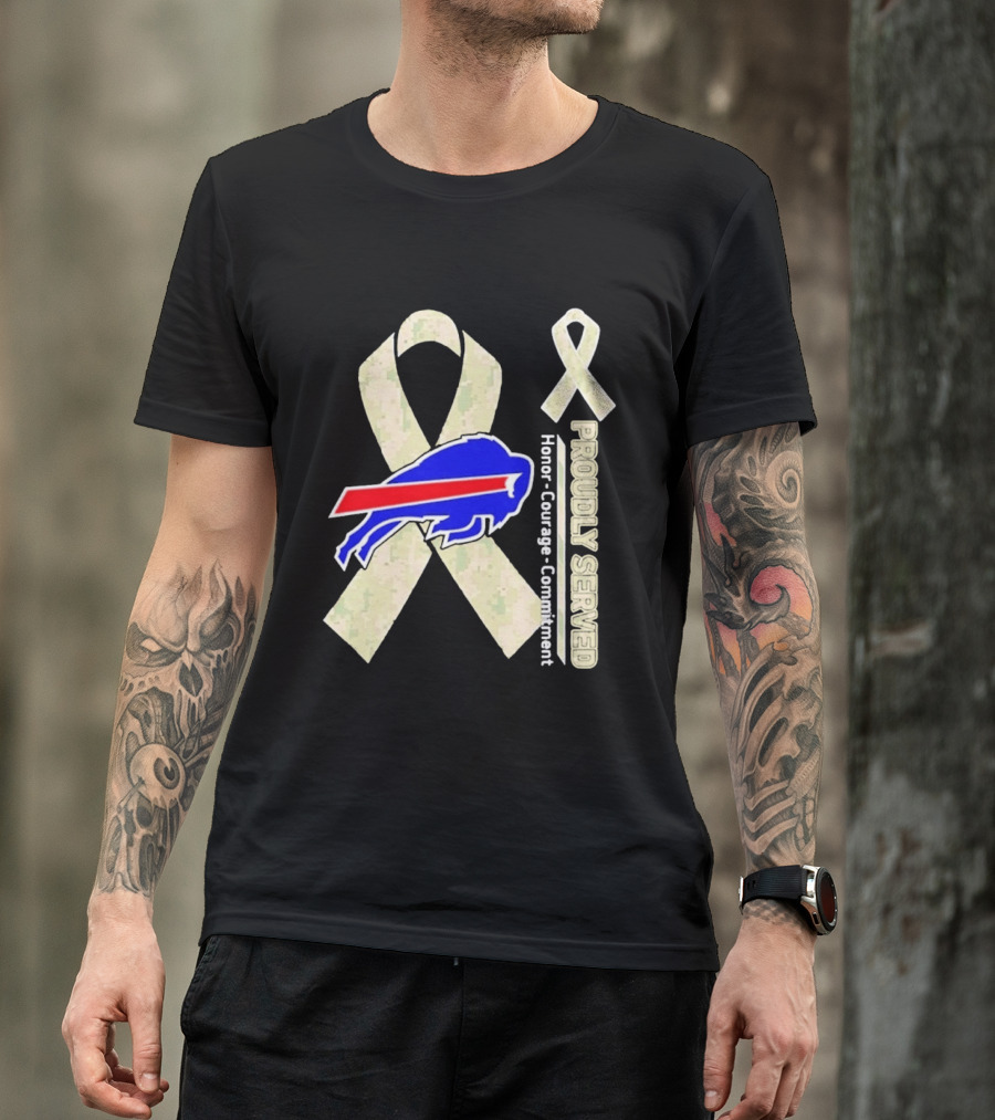 Buffalo Bills Support Honor Courage Commitment Ribbon T-Shirt