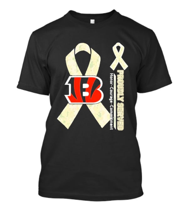 Cincinnati Bengals Honor Courage Commitment Proudly Served Ribbon T-Shirt