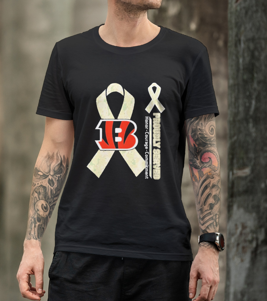 Cincinnati Bengals Honor Courage Commitment Proudly Served Ribbon T-Shirt
