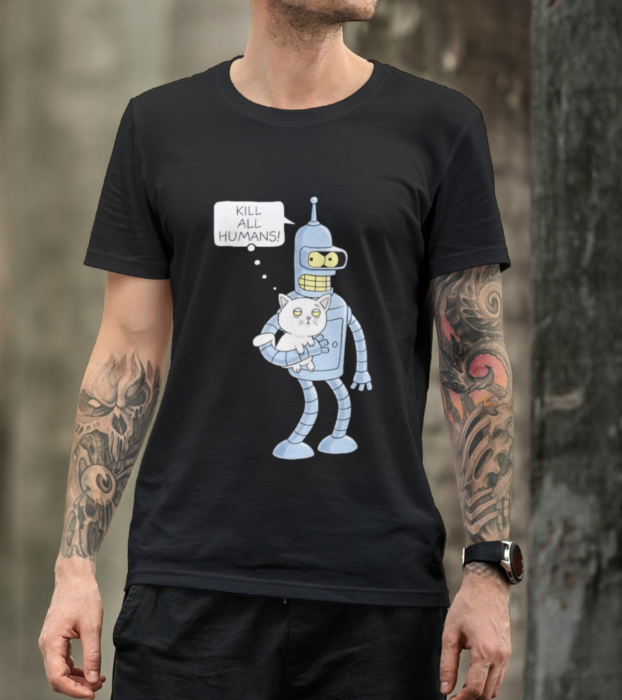 Kill All Humans Bender Cat T-Shirt