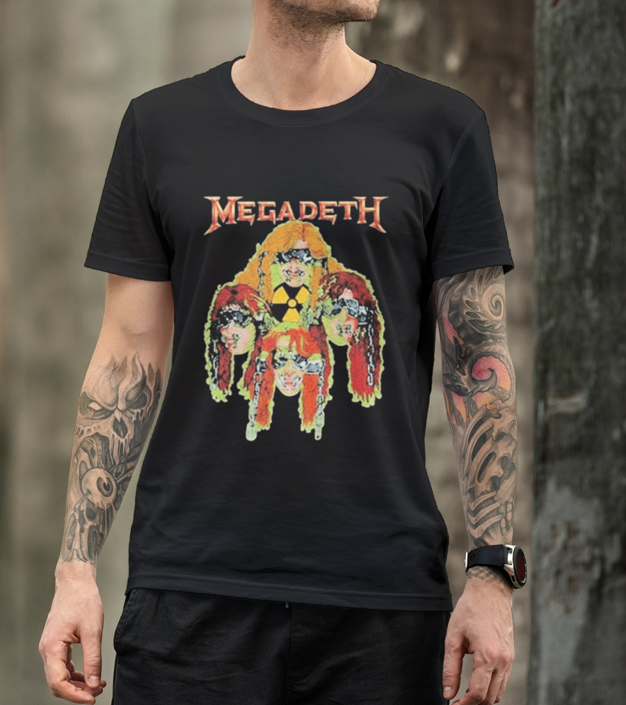 Megadeth Nuclear Glow Radiation Symbol Heads Chains T-Shirt