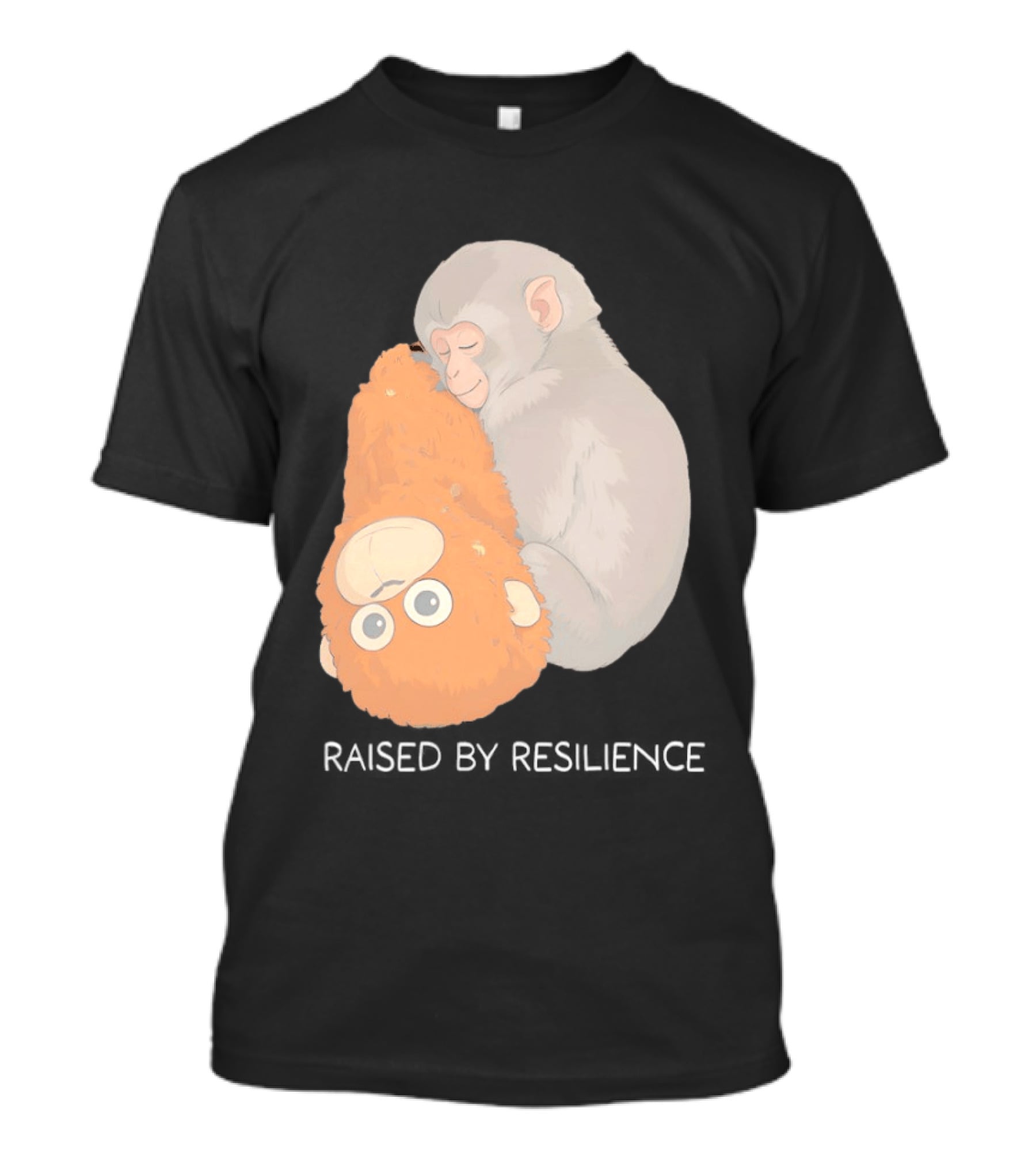 Monkey Cuddling Teddy Raised By Resilience T-Shirt