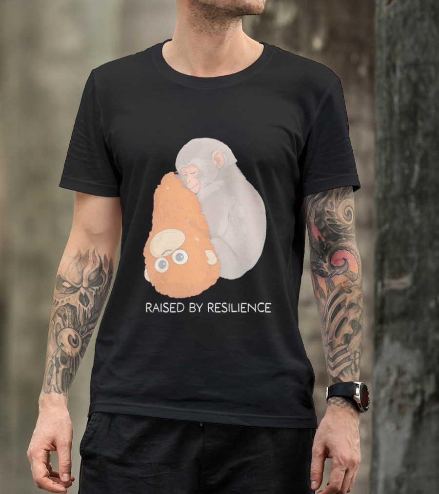 Monkey Cuddling Teddy Raised By Resilience T-Shirt