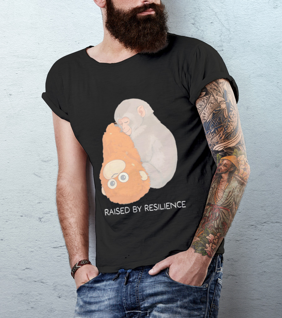 Monkey Cuddling Teddy Raised By Resilience T-Shirt