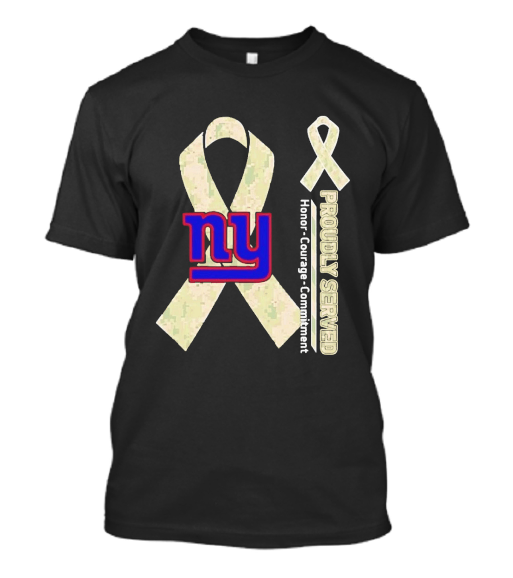 New York Giants NY Ribbon Honor Courage Commitment Proudly Served T-Shirt
