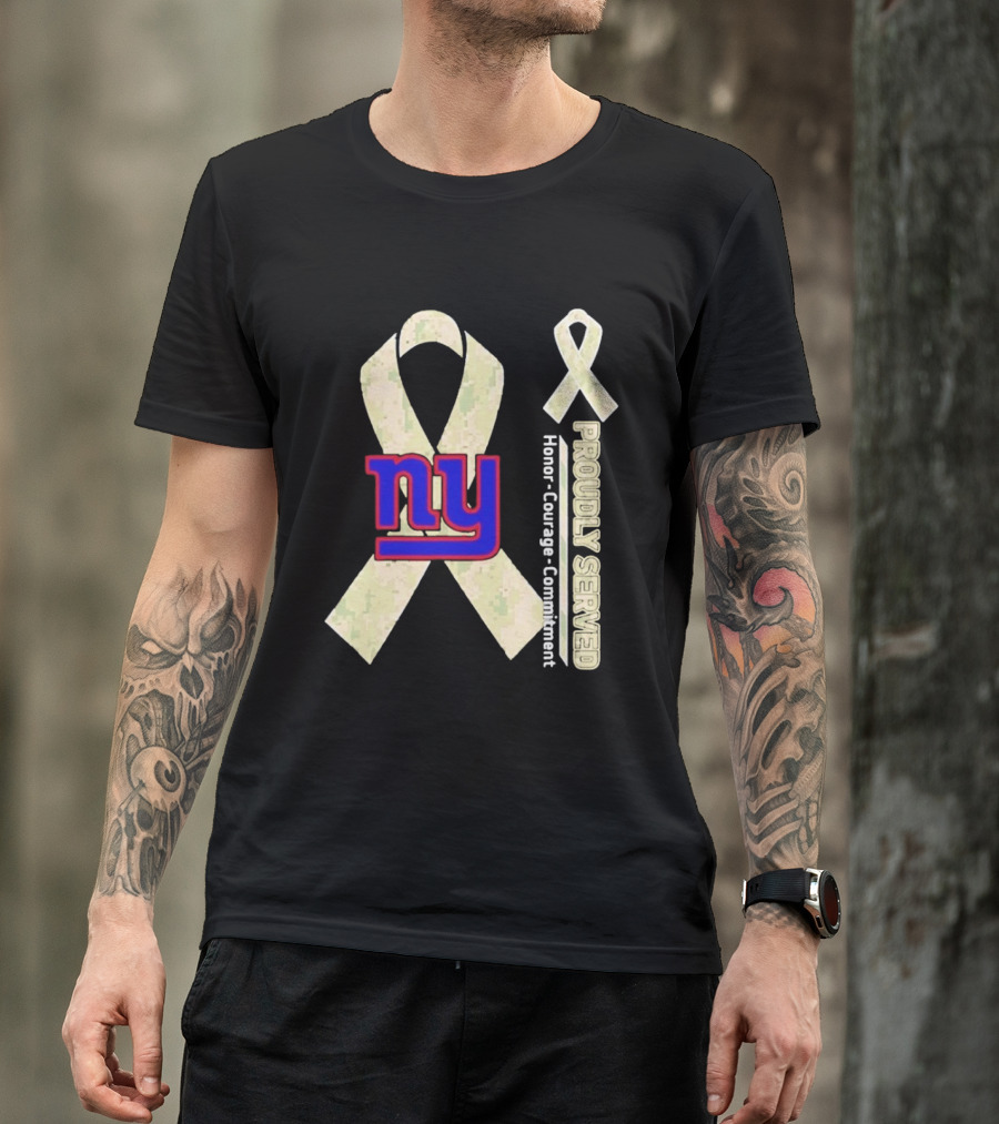 New York Giants NY Ribbon Honor Courage Commitment Proudly Served T-Shirt
