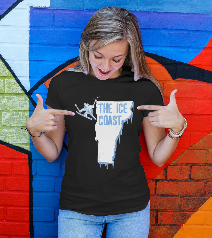 Vermont The Ice Coast Skiing Adventure Map T-Shirt